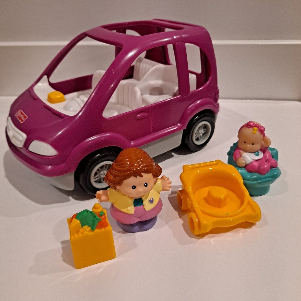 Fisher Price Little People purple Family Van COMPLETE with sounds